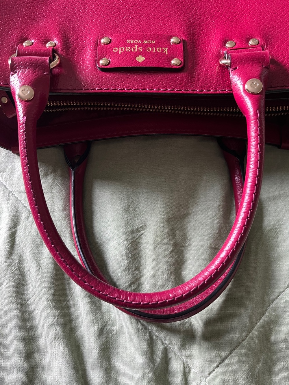 Kate Spade Fuchsia Pebbled Leather Satchel Crossbody Bag Small - Picture 11 of 11